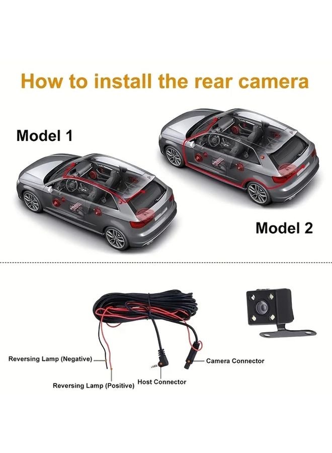 Black 1080P 3 Camera Dash Cam System With Infrared Night Vision Loop Recording Motion Detection - Image 5